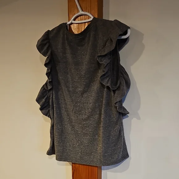 Charcoal Ruffle Sleeve Tee - Picture 5 of 5